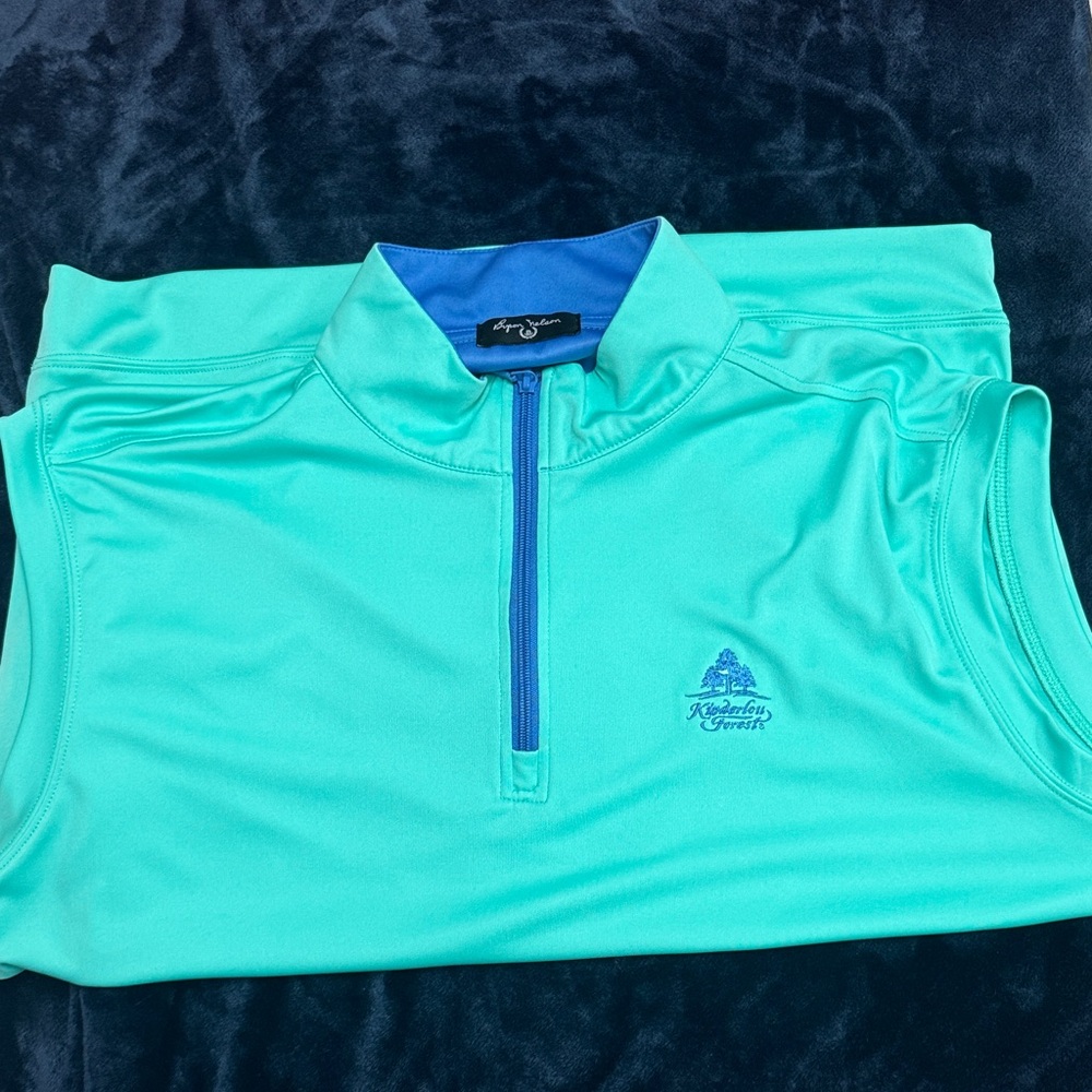 Kinderlou Forest sleeve less Aqua Quarter-Zip Pullover